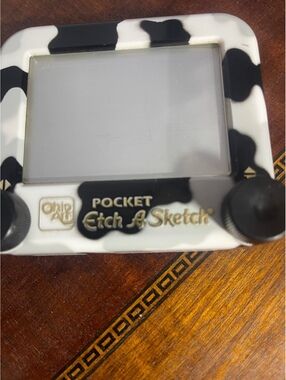 Rare Cow Print Pocket Etch A Sketch - Vintage Ohio Art Travel Toy
